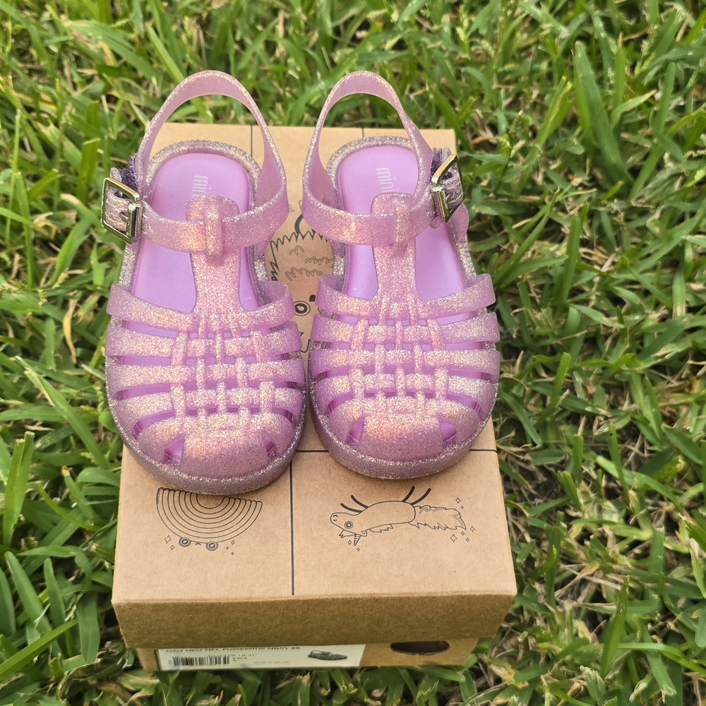 Mini Melissa Glittery Purple Sandals